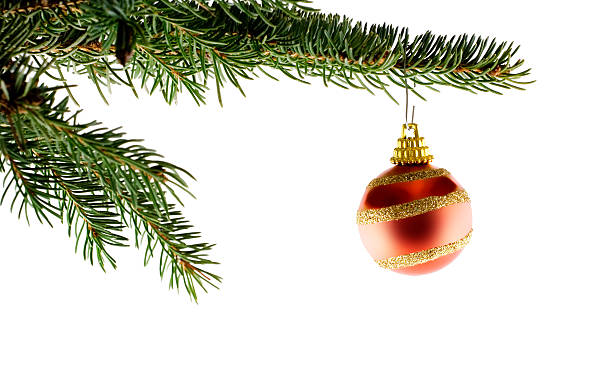 istock Red Christmas Ball on fir tree 140271133