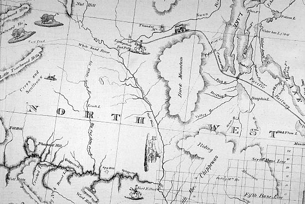 Detail on an 1876 Map stock photo