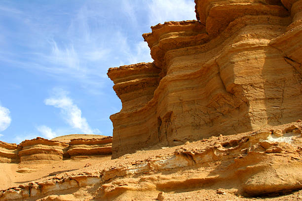 curved sandstone mountain in Western Sahara desert, Egypt stock photo
