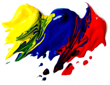 primary colors of paints on white background