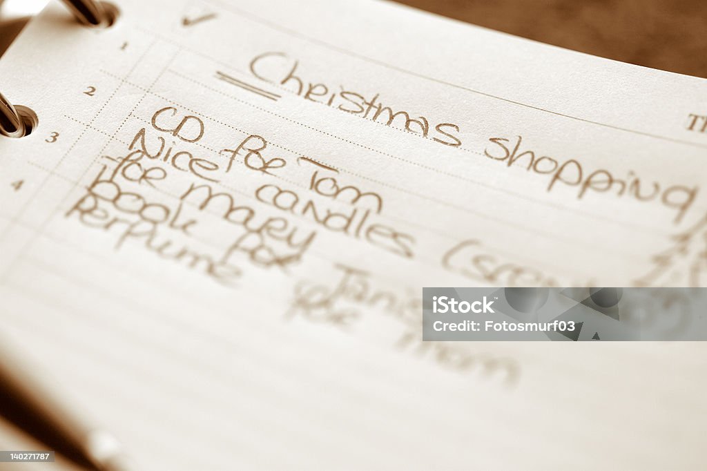 shopping de Noël liste - Photo de Liste de courses libre de droits