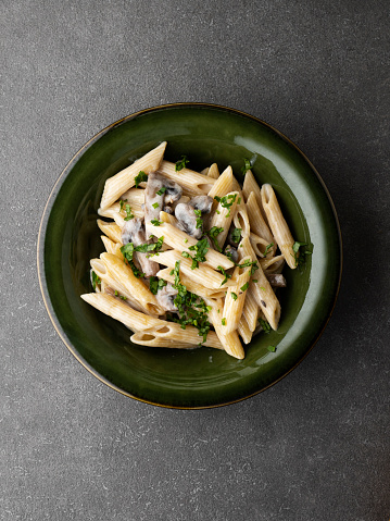 Pasta, Edible Mushroom, Carbonara Sauce, Food and drink, Mediterranean cuisine, White Mushroom