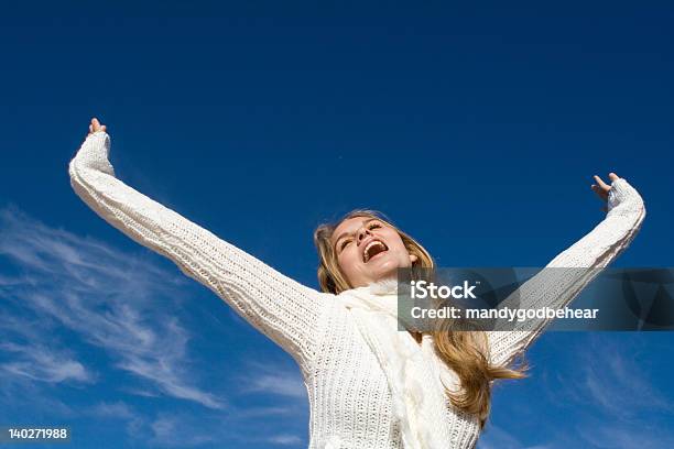 Happy Woman Stock Photo - Download Image Now - Arms Outstretched, Praying, Women