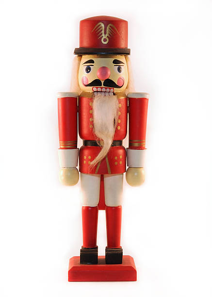 Red Christmas nutcracker isolated on a white background stock photo
