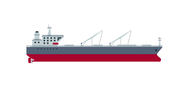 ilustrações, clipart, desenhos animados e ícones de petroleiro ou cargueiro. transporte marítimo de carga. - embarcação industrial