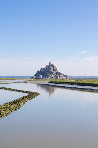 View on the Mont Saint-Michel from the mouth of the Couesnon River