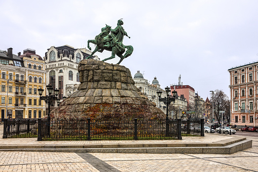 Kiev, Ukraine - May 30, 2022: Monument to Bogdan Khmelnitsky