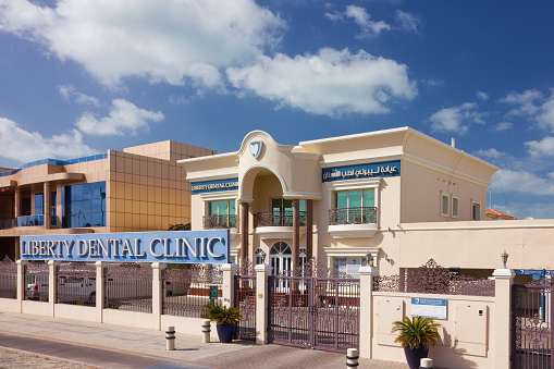 Dubai, UAE - May 20, 2022: Liberty Dental Clinic in Dubai. Medical tourism concept.