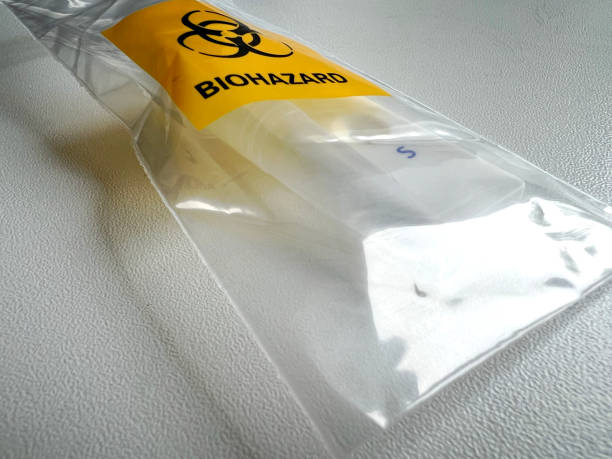 istock Packed Corona utensils in a special bag with biological warning. 1402726323