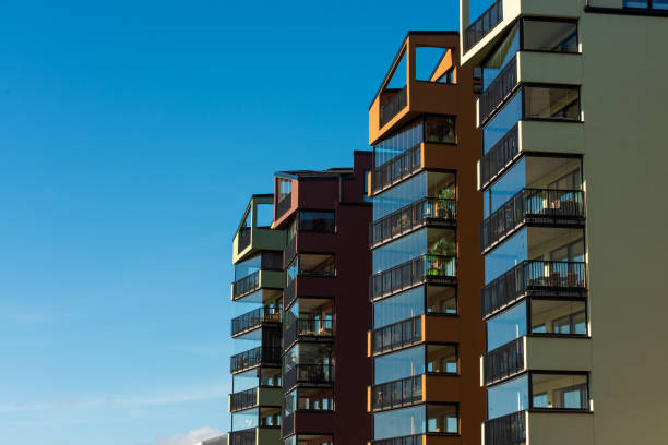 istock Colorful apartment high rises. 1402726338