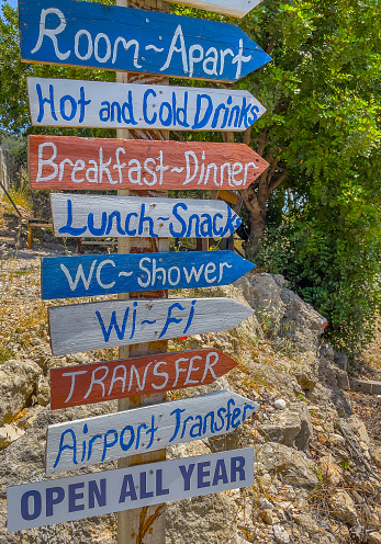 Direction signs prepared to attract the attention of tourists