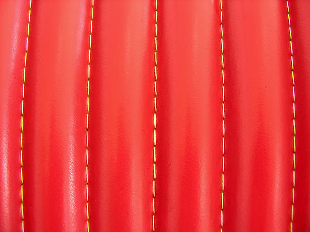 red leather upholstery stock photo