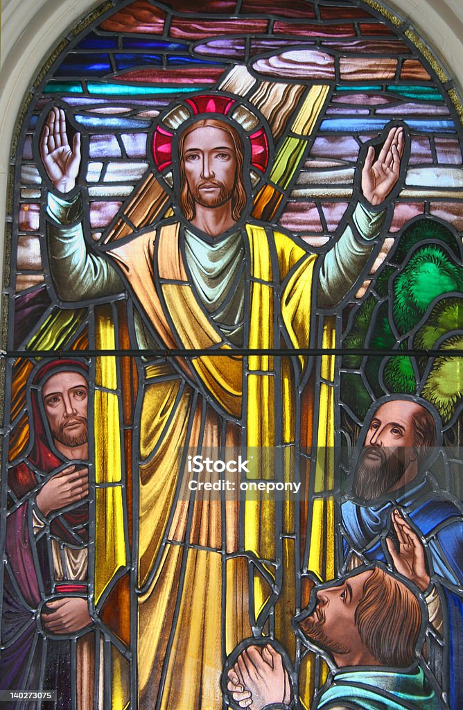 Blessings Stained Glass A very old stained glass pictorial of Jesus offering blessings. Jesus Christ Stock Photo