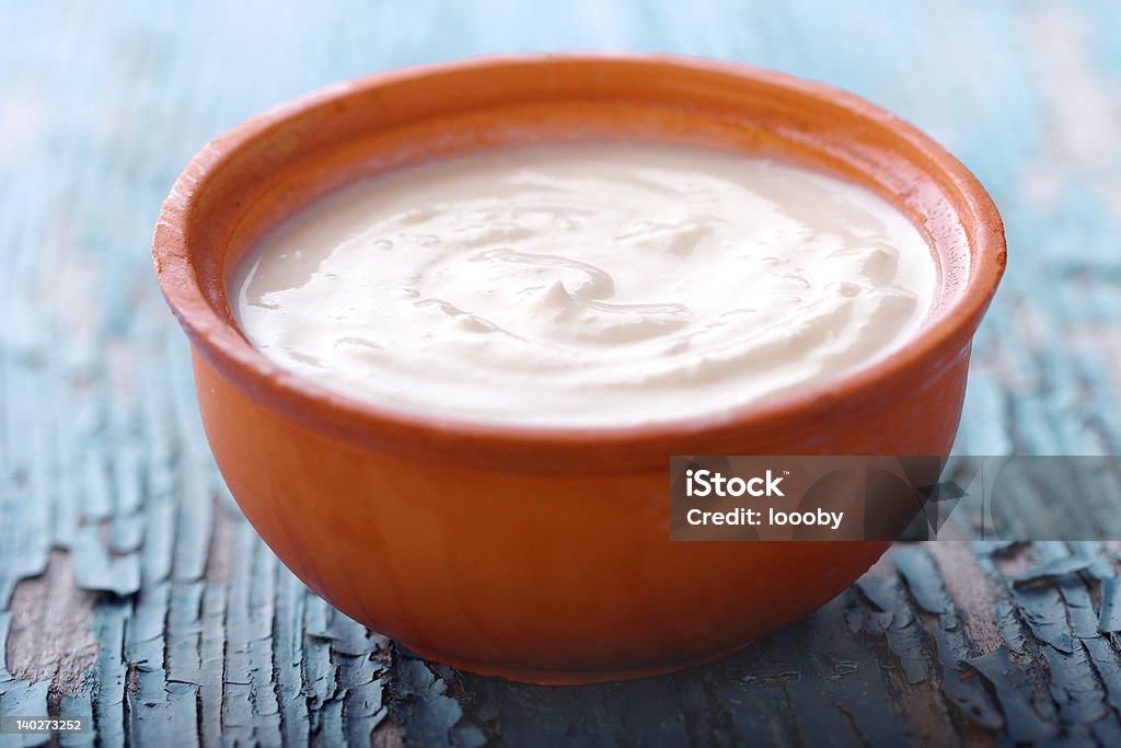 greek yogurt greek yogurt in clay-pot as traditional Accuracy Stock Photo