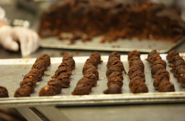 Making chocolate cookies stock photo