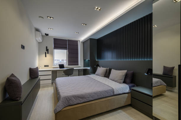 istock Luxury master bedroom with elegant and modern details 1402735004