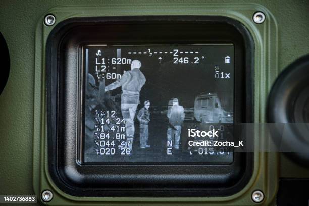Image On Screen Of Multi Sensor Military Surveillance Device Stock Photo - Download Image Now