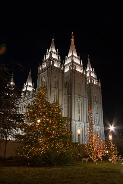 istock Salt Lake Temple South and East Side with Christmas Tree 140273775
