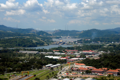 Albrook field (Panama) you can see the Panama Canal and the new Centenary bridge at the background