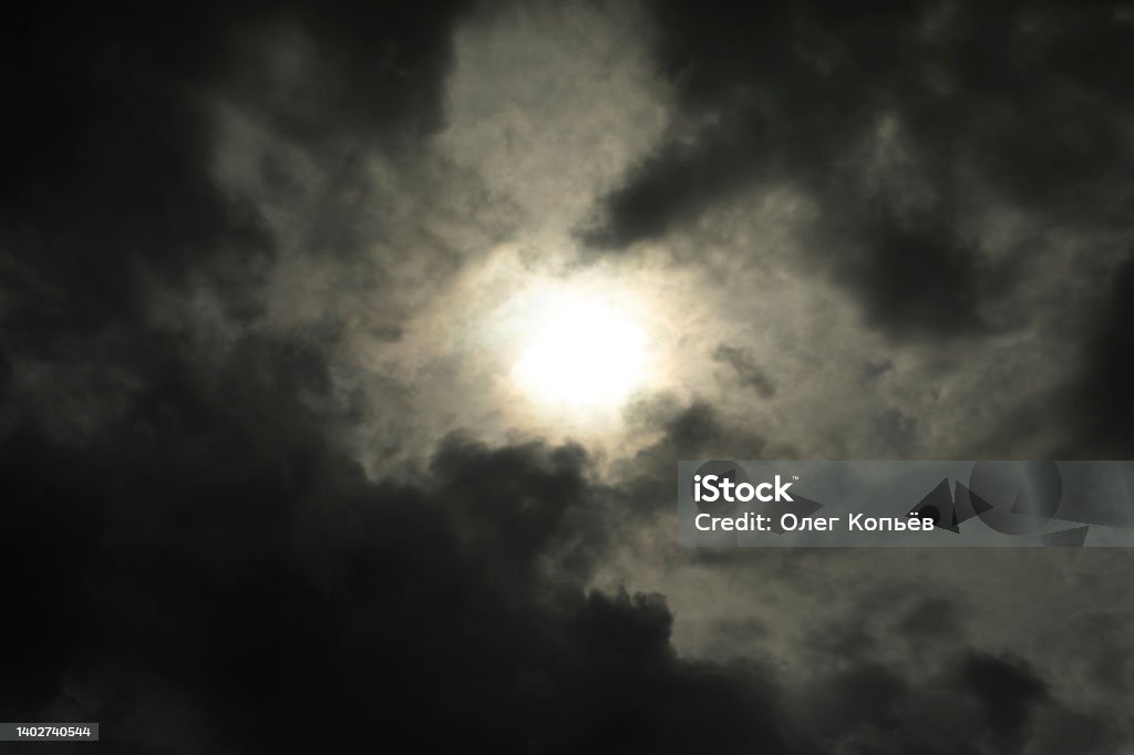 Rain clouds in sky. It's going to rain. Gray clouds. Rain clouds in sky. It's going to rain. Gray clouds. Celestial landscape. Abstract Stock Photo