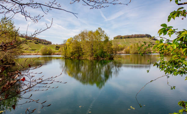Travel Luxembourg Nature and species protection Landscape in the Haff Reimech nature reserve in the Moselle valley in the Luxembourg triangle remich stock pictures, royalty-free photos & images