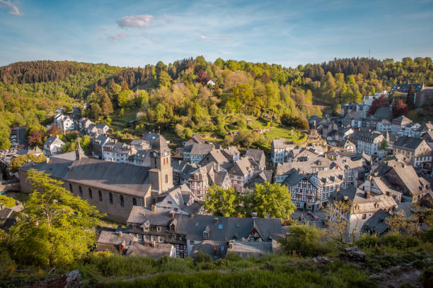 Cityscape of the old town of Monschau view from above