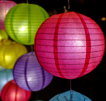Multicolored Paper Lanterns For Chinese New Year