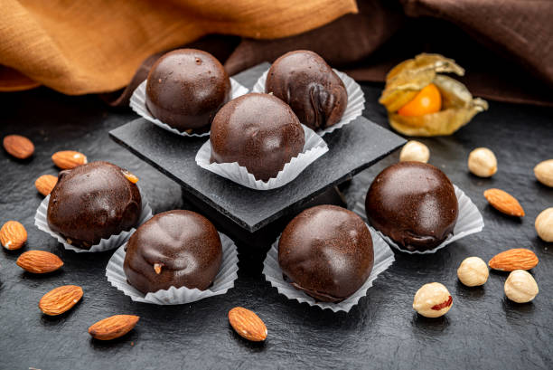 istock Chocolates with nuts in the shape of a ball 1402742979