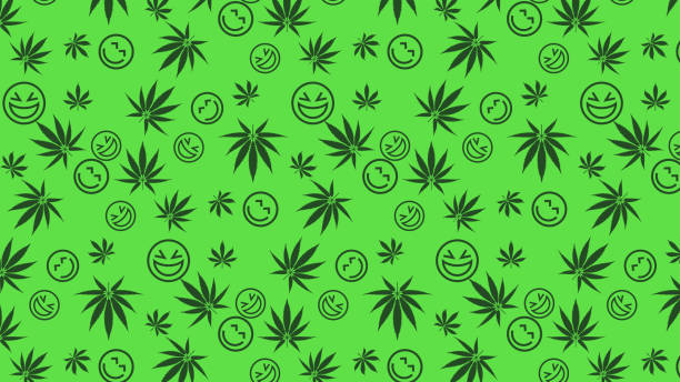 liście greeen wzoru konopi medycznych - psychedelic smoke colors green stock illustrations
