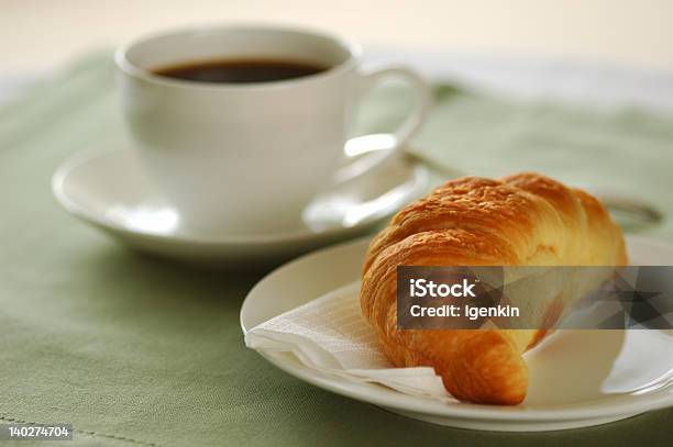 Croissant And Coffee 01 Stock Photo - Download Image Now - Baked Pastry Item, Bakery, Bread