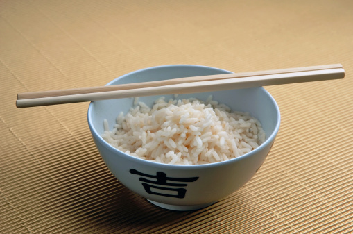 Rice in a bowl with sticks