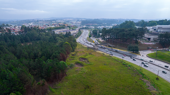 aerial view of Raposo Tavas highway in Sao Paulo, Brazil.