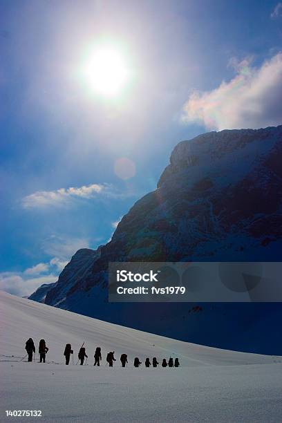 Grupo De Alpinistas No Expedition - Fotografias de stock e mais imagens de Desporto - Desporto, Natureza, Esqui - Esqui e snowboard