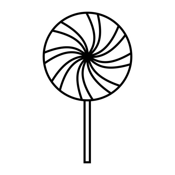 illustrations, cliparts, dessins animés et icônes de candy tourbillon lollipop icône style ligne vecteur isolé - taffy