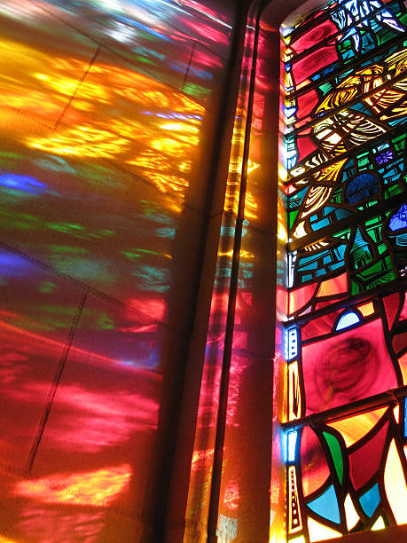 istock A rainbow spectrum reflection off of a stained glass window 140276137