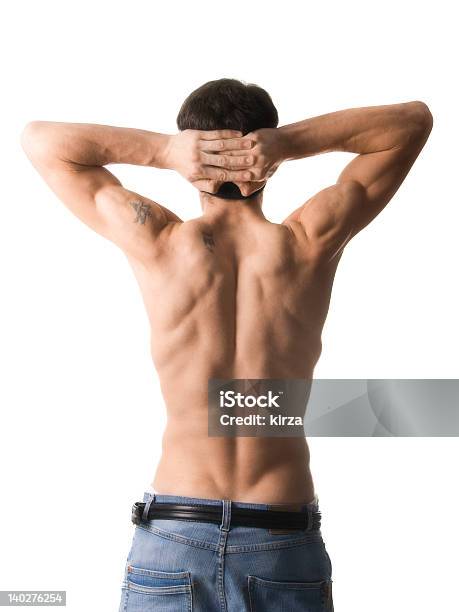 Homem Muscular - Fotografias de stock e mais imagens de Adulto - Adulto, Articulação humana, Bege