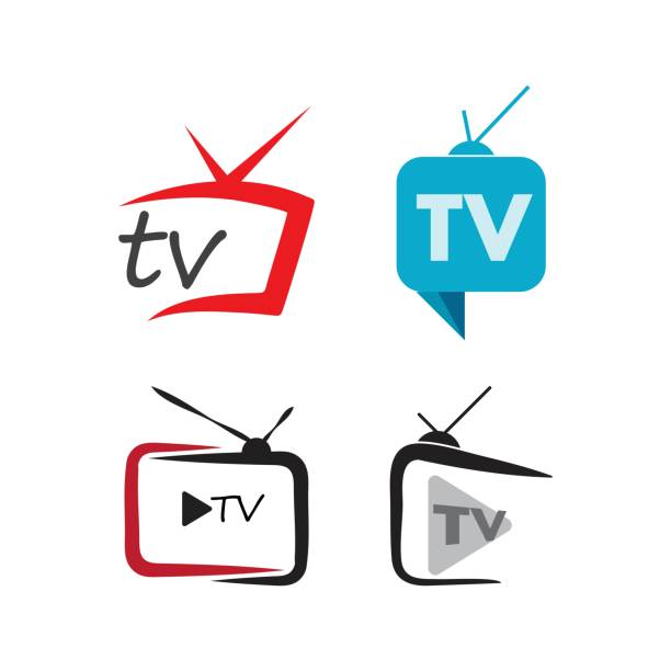 TV logo design TV logo design flat icon template logo tv stock illustrations