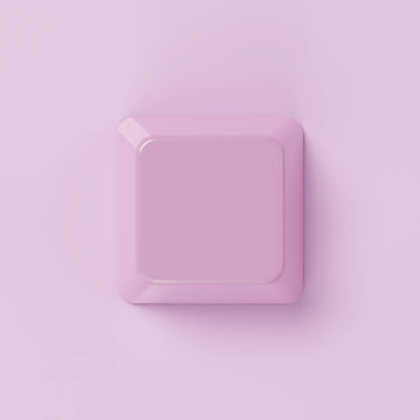 pink background. abstract object and technology concept. 3d illustration rendering - enter key computer key computer keyboard square imagens e fotografias de stock