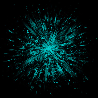 Abstract turquoise blue green grunge exploding vector illustration on black background