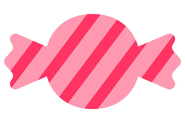 ilustrações, clipart, desenhos animados e ícones de ilustração simples de um doce com embrulho (vermelho, rosa) - hard candy