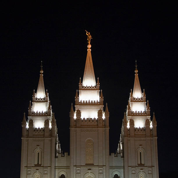 istock Salt Lake Temple East Spires from E at Night 140276644