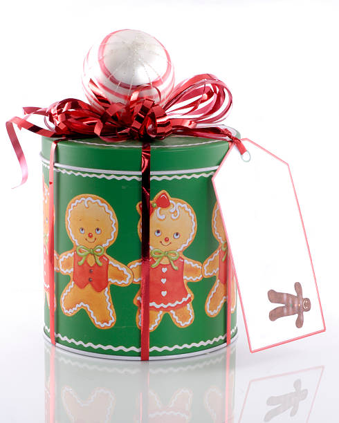 Gift in a Cookie Tin stock photo