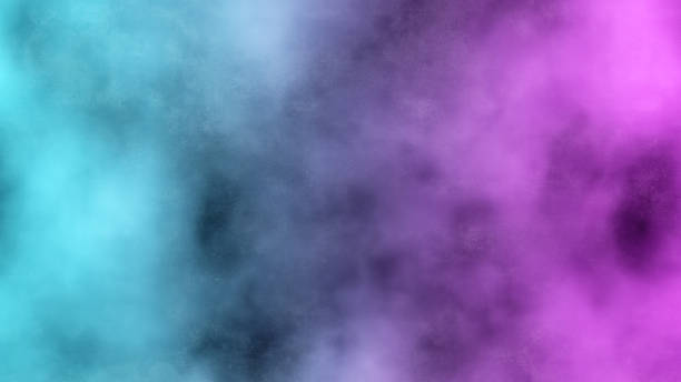 Smoke illuminated by neon lights along the wall