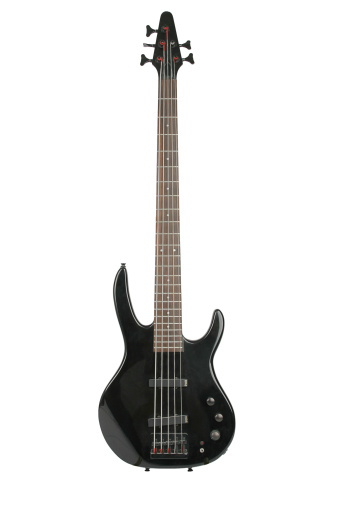 Hohner B Bass V electric 5-string bass guitar, logo removed, separated on a white background.