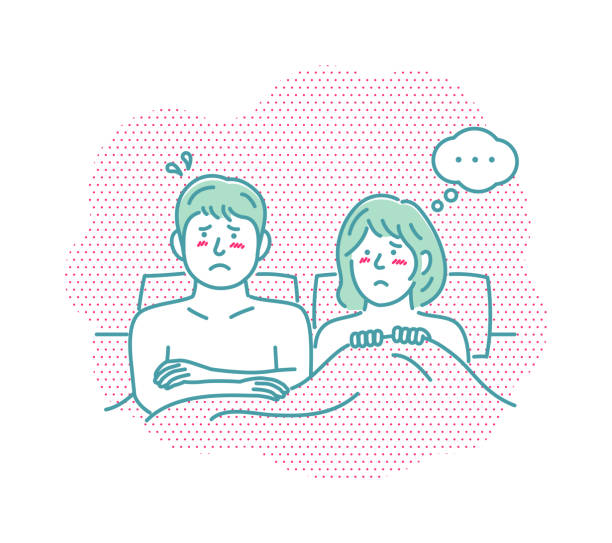 istock Vector illustration of a young couple in bed | depression, disappointment 1402779362