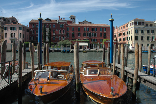 Fancy boats parked in Venice 