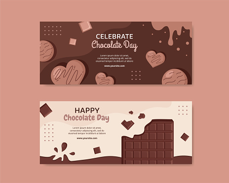 Happy Chocolate Day Social Media Banner Template Flat Cartoon Background Vector Illustration