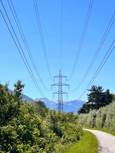 Zillertal District Schwaz - High Voltage Pylon stock photo