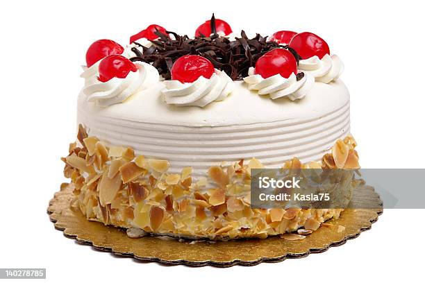 A Beautiful Cake With Cherries And Chocolates Stock Photo - Download Image Now - Baked Pastry Item, Beige, Cake