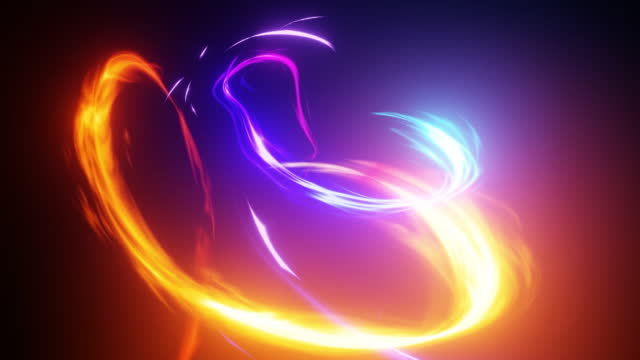 3d animation - Close-up of abstract red light trail against black background